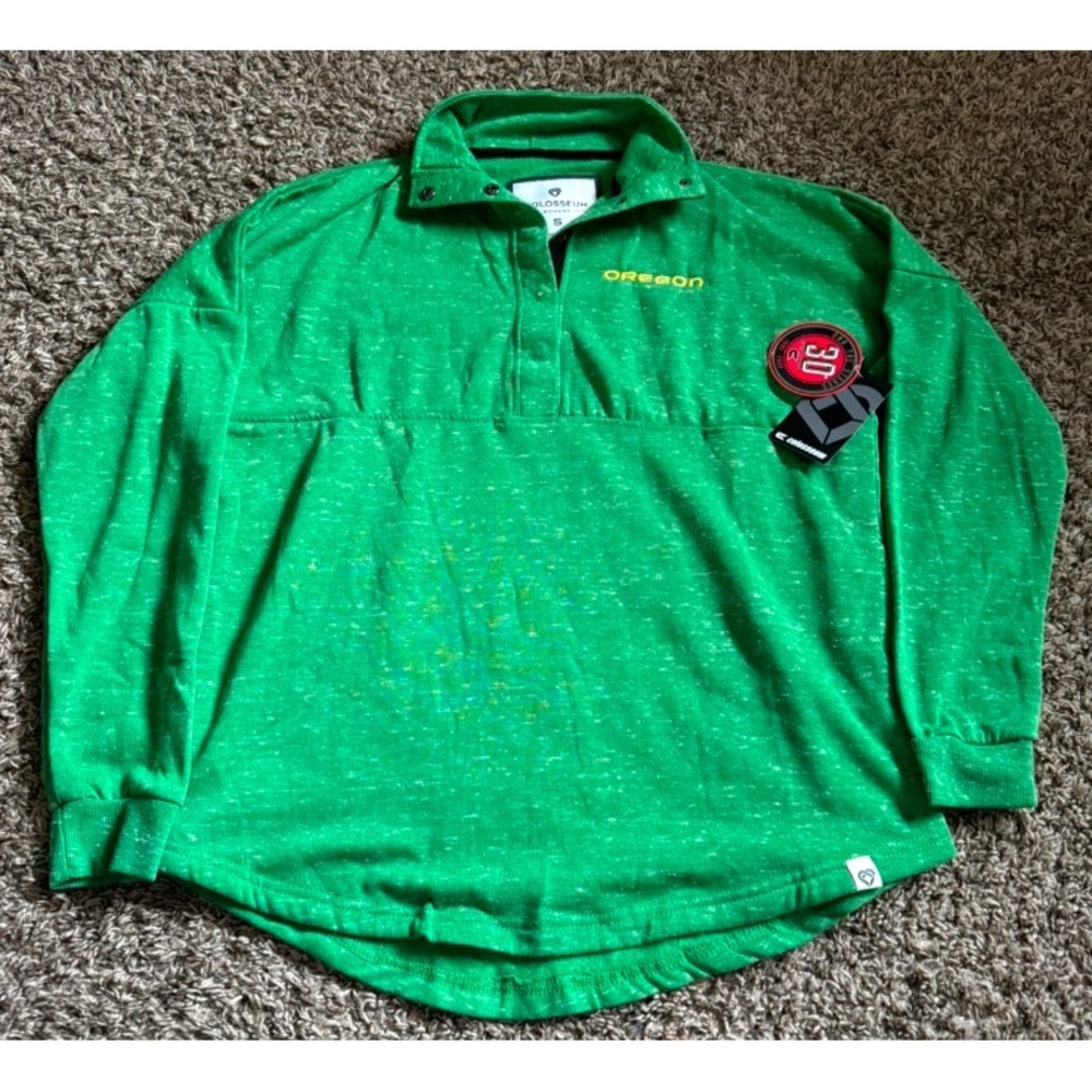 NEW Oregon Ducks Colosseum Women's 1/4 Button-Up Sweater Stitched (Small)